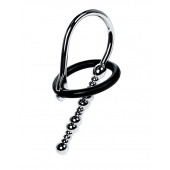 Серебристый уретральный плаг-бусины TOYFA Metal с мягким фиксириющим кольцом - ToyFa - купить с доставкой в Кисловодске