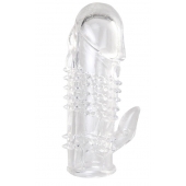 Прозрачная гелевая насадка с шипами и клиторальным отростком - 13 см. - Toyfa Basic - в Кисловодске купить с доставкой
