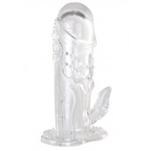 Прозрачная гелевая насадка с клиторальным отростком - 13 см. - Toyfa Basic - в Кисловодске купить с доставкой