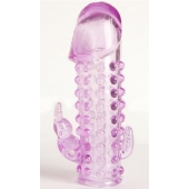 Закрытая фиолетовая насадка с 2 отростками - 13 см. - Toyfa Basic - в Кисловодске купить с доставкой