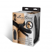 Полый страпон с двумя отростками и вибрацией Unisex Vibrating Hollow Strap-On Double Penetrating Dildo - 17,8 см. - Lux Fetish - купить с доставкой в Кисловодске