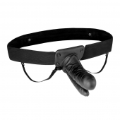 Полый страпон с двумя отростками и вибрацией Unisex Vibrating Hollow Strap-On Double Penetrating Dildo - 17,8 см. - Lux Fetish - купить с доставкой в Кисловодске