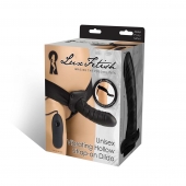 Чёрный полый страпон с вибрацией Unisex Vibrating Hollow Strap-On - 14 см. - Lux Fetish - купить с доставкой в Кисловодске