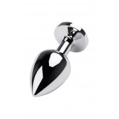 Серебристая коническая анальная пробка с красным кристаллом - 8 см. - ToyFa - купить с доставкой в Кисловодске