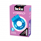Голубое эрекционное виброкольцо Luxe VIBRO  Кошмар русалки  + презерватив - Luxe - в Кисловодске купить с доставкой