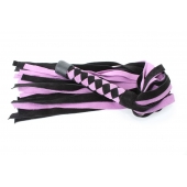 Черно-розовая плеть из замши - 58 см. - БДСМ Арсенал - купить с доставкой в Кисловодске