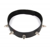 Черный ошейник на липучке с металлическими шипами - Notabu - купить с доставкой в Кисловодске