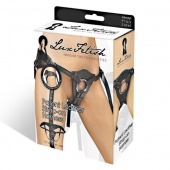 Черные трусики для страпона из патентованной кожи - Lux Fetish - купить с доставкой в Кисловодске