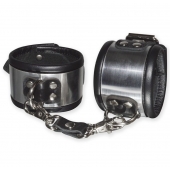 Эффектные серебристо-черные наручники с металлическим блеском - Sitabella - купить с доставкой в Кисловодске