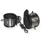 Серебристо-черные наручники с шипами и металлическим блеском - Sitabella - купить с доставкой в Кисловодске