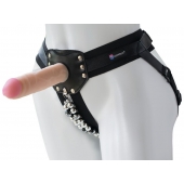 Черный пояс-трусики с насадкой  Гламур Dana  - 15,5 см. - LOVETOY (А-Полимер) - купить с доставкой в Кисловодске