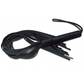 Чёрная кожаная плеть с жесткой ручкой - 63 см. - Sitabella - купить с доставкой в Кисловодске