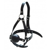 Черный кляп-шар со сбруей на голову из кожи - Sitabella - купить с доставкой в Кисловодске