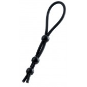 Черное лассо на пенис с тремя бусинами - A-toys - в Кисловодске купить с доставкой