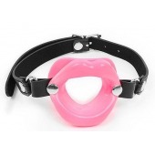 Розовый кляп-губки на черном ремешке - Notabu - купить с доставкой в Кисловодске