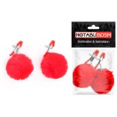 Зажимы для сосков с красным пушком - Notabu - купить с доставкой в Кисловодске