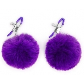 Зажимы для сосков с фиолетовым пушком - Notabu - купить с доставкой в Кисловодске