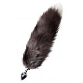 Серебристая металлическая анальная втулка с хвостом чернобурой лисы - размер S - ToyFa - купить с доставкой в Кисловодске