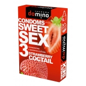 Презервативы для орального секса DOMINO Sweet Sex с ароматом клубничного коктейля  - 3 шт. - Domino - купить с доставкой в Кисловодске