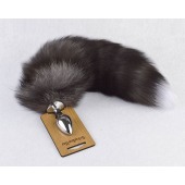 Серебристая анальная пробка с пушистым хвостиком - Sitabella - купить с доставкой в Кисловодске