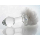 Стеклянная анальная втулка с хвостиком - 9,5 см. - Sexus - купить с доставкой в Кисловодске