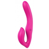 Ярко-розовый безремневой страпон REMOTE DOUBLE DIPPER - 22 см. - Dream Toys - купить с доставкой в Кисловодске