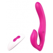 Ярко-розовый безремневой страпон REMOTE DOUBLE DIPPER - 22 см. - Dream Toys - купить с доставкой в Кисловодске