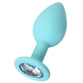 Мятная анальная пробка с прозрачным кристаллом Brilliant - 7 см. - ToyFa - купить с доставкой в Кисловодске