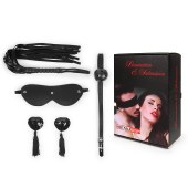 Эротический набор в черном цвете: маска, кляп, пэстисы, плётка - Notabu - купить с доставкой в Кисловодске