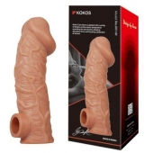 Телесная насадка на фаллос с отверстием для мошонки EXTREME SLEEVE - 17,6 см. - KOKOS - в Кисловодске купить с доставкой