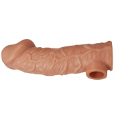 Телесная насадка на фаллос с отверстием для мошонки EXTREME SLEEVE - 17,6 см. - KOKOS - в Кисловодске купить с доставкой