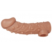 Телесная насадка на фаллос с отверстием для мошонки EXTREME SLEEVE - 15,6 см. - KOKOS - в Кисловодске купить с доставкой