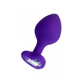 Фиолетовая анальная втулка Diamond Heart с прозрачным кристаллом - 8 см. - ToyFa - купить с доставкой в Кисловодске