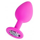 Розовая анальная втулка Brilliant с прозрачным кристаллом - 7 см. - ToyFa - купить с доставкой в Кисловодске