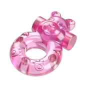 Розовое эрекционное виброкольцо на пенис Pink Bear - Baile - в Кисловодске купить с доставкой