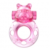 Розовое эрекционное виброкольцо на пенис Pink Bear - Baile - в Кисловодске купить с доставкой