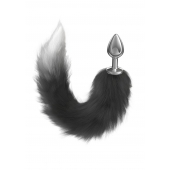 Серебристая анальная пробка с черным хвостом Starlit - Lola Games - купить с доставкой в Кисловодске