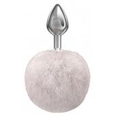 Серебристая анальная пробка с белым пушистым хвостиком Twinkle - Lola Games - купить с доставкой в Кисловодске