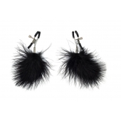 Зажимы на соски с черным пухом Euphoric - Lola Games - купить с доставкой в Кисловодске