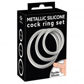 Набор из 3 эрекционных колец под металл Metallic Silicone Cock Ring Set - Orion - в Кисловодске купить с доставкой