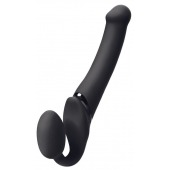 Черный безремневой вибрострапон Silicone Bendable Strap-On M - Strap-on-me - купить с доставкой в Кисловодске