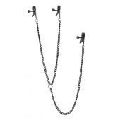 Черные зажимы на соски и клитор на цепочке DELUXE NIPPLE   CLIT CLAMPS - Dream Toys - купить с доставкой в Кисловодске