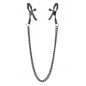 Черные зажимы на соски на цепочке BLAZE DELUXE NIPPLE CLAMPS - Dream Toys - купить с доставкой в Кисловодске