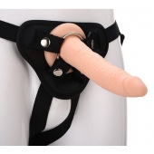 Телесный страпон на черных трусиках STRAP ON REAL DILDO - 20 см. - Dream Toys - купить с доставкой в Кисловодске
