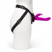 Лиловый страпон Rechargeable Vibrating Strap-On Harness Set - 17,6 см. - Happy Rabbit - купить с доставкой в Кисловодске