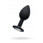 Черная анальная втулка с прозрачным стразом - 7,2 см. - POPO Pleasure - купить с доставкой в Кисловодске