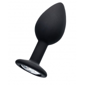 Черная анальная втулка с прозрачным стразом - 7,2 см. - POPO Pleasure - купить с доставкой в Кисловодске