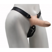 Пустотелый реалистичный фаллопротез на ремешках с заклепками - 16,5 см. - LOVETOY (А-Полимер) - купить с доставкой в Кисловодске