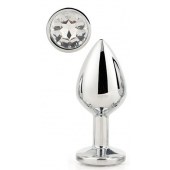 Серебристая анальная втулка с прозрачным кристаллом - 7,1 см. - Dream Toys - купить с доставкой в Кисловодске