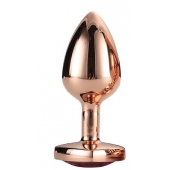 Золотистая анальная втулка с кристаллом-сердечком розового цвета - 7,1 см. - Dream Toys - купить с доставкой в Кисловодске